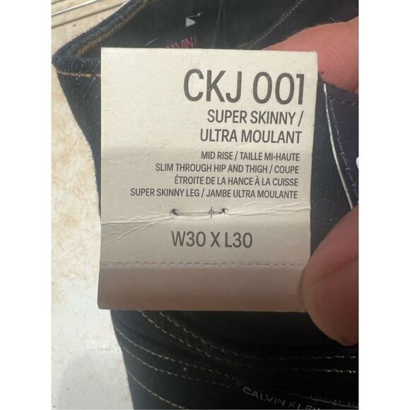 Calvin Klein Womans Super Skinny Mid Rise Jeans Sz 30/30 NWT - Picture 4 of 7